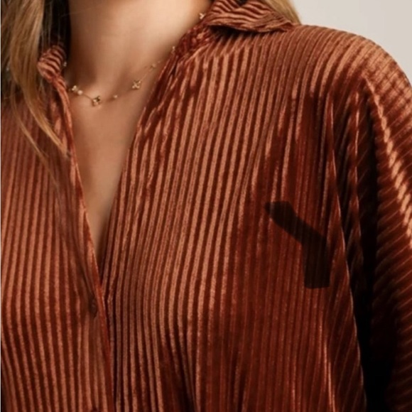 Rust Ribbed Velvet Dress - Picture 3 of 4